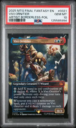 2025 MTG FINAL FANTASY ARTIST BORDERLESS-FOIL #0321 VIVI ORNITIER PSA 10 - Image 1