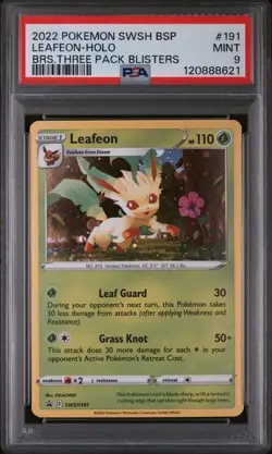 PSA 9 2022 POKEMON SWSH BLACK STAR PROMO #191 LEAFEON-HOLO BLISTER PROMO - Image 1