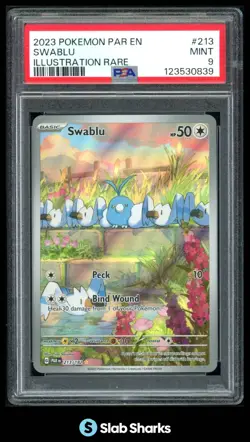 2023 POKEMON SV PARADOX RIFT - PAR EN #213/182 SWABLU ILLUSTRATION RARE PSA 9 - Image 1