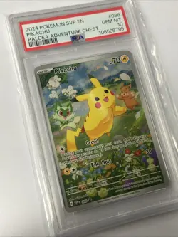 2024 Pokemon Svp En-Sv Black Star Promo Pikachu Paldea Adventure Chest PSA 10 - Image 1