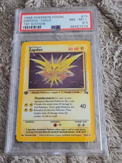 1999 POKEMON FOSSIL 1ST ED #15 ZAPDOS-HOLO PSA 8.5 - Image 1