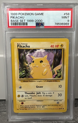 Pokemon Cards - PSA 9 Pikachu 58/102 - Base Set 1999-2000 4th Print Non Holo - Image 1