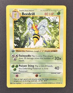 Beedrill 017/102 Base Set First Edition Shadowless NM-LP 🔥🔥🔥 Pokemon - Image 1