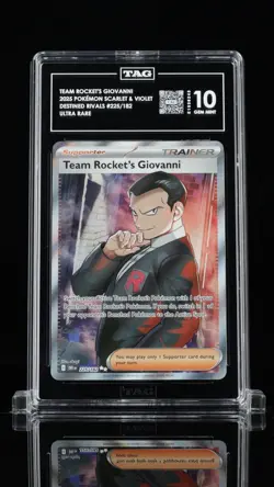 Pokemon TCG Team Rocket's Giovanni 225/182 Destined Rivals Holo TAG 10 #1 Rank! - Image 1