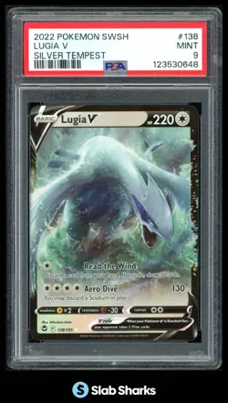 2022 POKEMON SWORD & SHIELD SILVER TEMPEST #138/195 LUGIA V HOLO PSA 9 - Image 1
