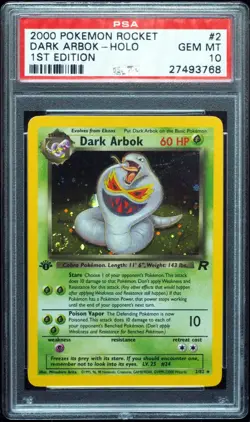 1st Edition Dark Arbok 2 PSA 10 Gem Mint Pokemon Card Nice Swirl! - Image 1