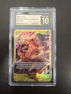 CGC Pristine 10 One Piece Card Game Portgas D Ace Secret Rae SEC Op07-119 - Image 1