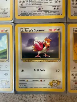 Set of 9 normal type Pokemon cards-original 1999 set-incl Lt. Surge's Spearow - Image 3