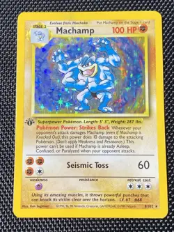 Pokemon Machamp 1st Edition 8/102 Holo Card - Image 1