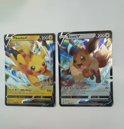 Pikachu V Black Star Promo Rare Art Eevee 108/159 Crown Zenith Linking Cards - Image 1