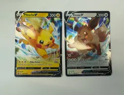 Pikachu V Black Star Promo Rare Art Eevee 108/159 Crown Zenith Linking Cards - Image 4