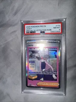 Pokemon TCG Trainer Lacey Prismatic Evolutions Holo Card 175/131 Psa 8 - Image 1
