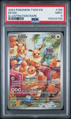 Pokemon TCG Eevee 188/167 Illustration Rare Twilight Masquerade MINT PSA 9 - Image 1
