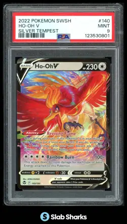2022 POKEMON SWORD & SHIELD SILVER TEMPEST #140/195 HO-OH V HOLO PSA 9 - Image 1