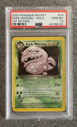 Pokemon Dark Weezing Team Rocket 1st Edition Holo #14 PSA 10 Gem Mint - Image 1