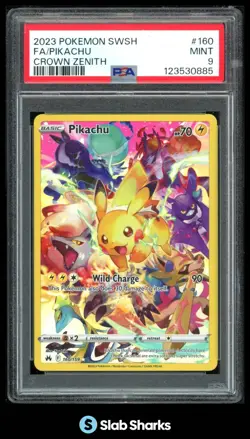 2023 POKEMON SWORD & SHIELD CROWN ZENITH #160/159 PIKACHU PSA 9 - Image 1