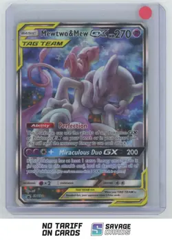 2019 Pokemon Tag Team Black Star Promo Full Art Mewtwo & Mew GX #SM191 - Image 1