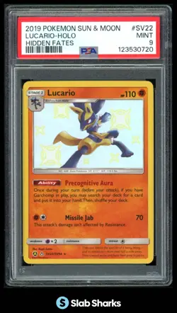 2019 POKEMON SM HIDDEN FATES #SV22/SV94 LUCARIO SHINY VAULT RARE PSA 9 - Image 1