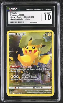2023 POKEMON CROWN ZENITH GALARIAN GALLERY #GG30 PIKACHU HOLO CGC 10 - Image 1