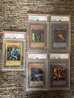Lot Of 5 Yugioh Psa Blue Eyes White Dragon Gearfried bpt lob - Image 1