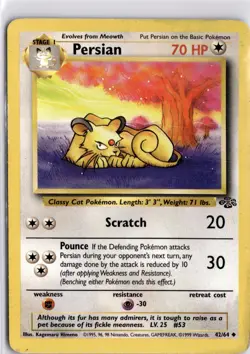 Persian 42/64 Jungle Pokemon Trading Card WOTC TCG Vintage - Image 3