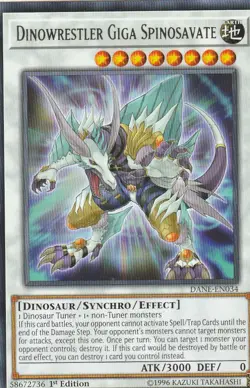 YUGIOH CARD 3 X DINOWRESTLER GIGA SPINOSAVATE DANE-EN034 n0t 1ST EDITION - Image 1