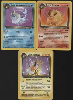 Dark Jolteon 38/82, Dark Flareon 35/82, Dark Vaporeon 45/82 Pokemon TCG Card Lot - Image 1