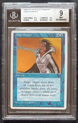 Drain Power MTG 4th Edition ALTERNATE BGS Mint 9 = PSA/CGC 10 Ultra Rare!! - Image 1