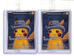 (2) Lot 2023 Pokemon X Van Gogh Pikachu With Grey Felt Hat Black Star Promo #085 - Image 1