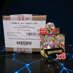 POKEMON TCG ME01 MEGA EVOLUTION SEALED CASE OF 6 ENHANCED BOOSTER BOXES TOPPER - Image 1