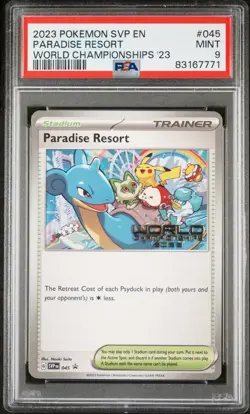 2023 POKEMON SVP EN-SV BLACK STAR PROMO #045 PARADISE RESORT PSA 9 - Image 1