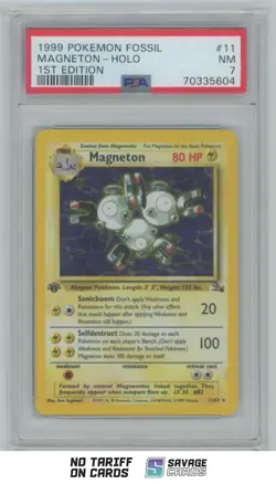 1999 Pokemon 1st Edition Fossil Holo Magneton PSA 7 #11/62 - Image 1