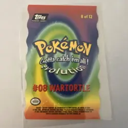 1999 Wartortle Die Cut Topps - Pokemon - #8 of 12 Black Logo - Image 2