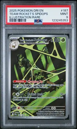 2025 POKEMON DRI EN-DESTINED RIVALS #187 TEAM ROCKET'S SPIDOPS PSA 9 - Image 1