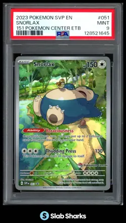 2023 POKEMON SV BLACK STAR PROMOS - SVP EN #051 SNORLAX 151 PC ETB PSA 9 - Image 1