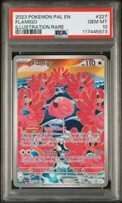 PSA 10 Flamigo Illustration Rare #227 2023 Pokemon Pal Paldea Evolved - Image 1