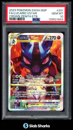 2023 POKEMON BLACK STAR PROMO #SWSH291 LUCARIO VSTAR CROWN ZENITH ETB PSA 10 - Image 1