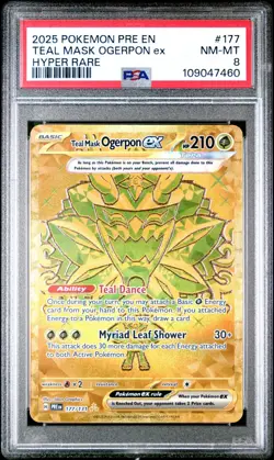 Pokemon - Prismatic Evolutions - Teal Mask Ogerpon ex #177 - Graded PSA 8 - Image 1