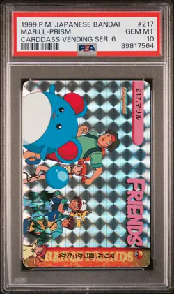 1999 POKEMON JPN BANDAI CARDDASS VENDING SER 6 #217 MARILL-PRISM PSA 10 - Image 1