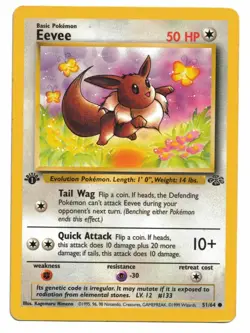 Pokemon Card: Eevee 51/64 1st Edition Jungle Set Rare! GD - Image 1