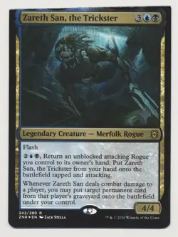MTG Magic Zendikar Rising Promo FOIL Zareth San, the Trickster CRIMPED MISCUT!! - Image 1