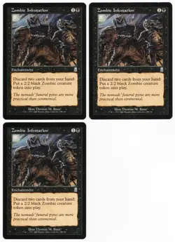 Zombie Infestation x3 3x 2001 Odyssey Black Uncommon Enchantment MTG NM AZ2 - Image 1