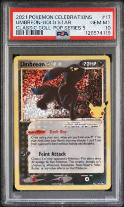 2021 POKEMON CELEBRATIONS CLASSIC COLLECTION #17 UMBREON-GOLD STAR PSA 10 - Image 1