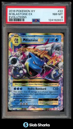 2016 POKEMON XY EVOLUTIONS #22/108 MEGA BLASTOISE EX HOLO PSA 8 - Image 1
