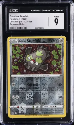 2022 POKEMON LOST ORIGIN REVERSE HOLO #127 GALARIAN STUNKFISK CGC 9 - Image 1