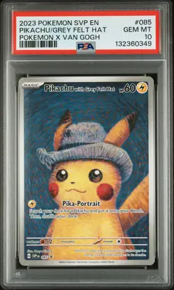 2023 POKEMON SVP EN-SV BLACK STAR PROMO #085 PIKACHU WITH GREY FELT HAT PSA 10 - Image 1
