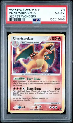 2007 POKEMON DIAMOND & PEARL SECRET WONDERS #3 CHARIZARD-HOLO PSA 4 - Image 1