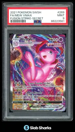 2021 POKEMON SWSH FUSION STRIKE #269/264 MEW VMAX FULL ART SECRET RARE PSA 9 - Image 1