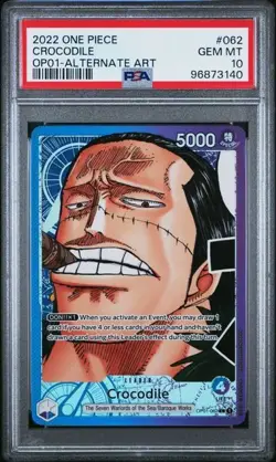 One Piece Card Game Romance Dawn Crocodile Parallel Alt Art OP01-062 PSA 10 - Image 1