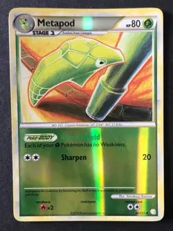 Metapod 46/123 HGSS Heartgold and Soulsilver REVERSE HOLO Pokemon Card Exc - Image 1